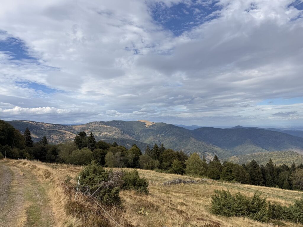 Blick über die Vogesenkämme vom GR5 beim Grand Ballon